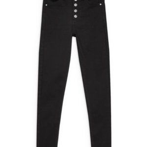 Topshop Jamie Black High Rise Button-Fly Jean
